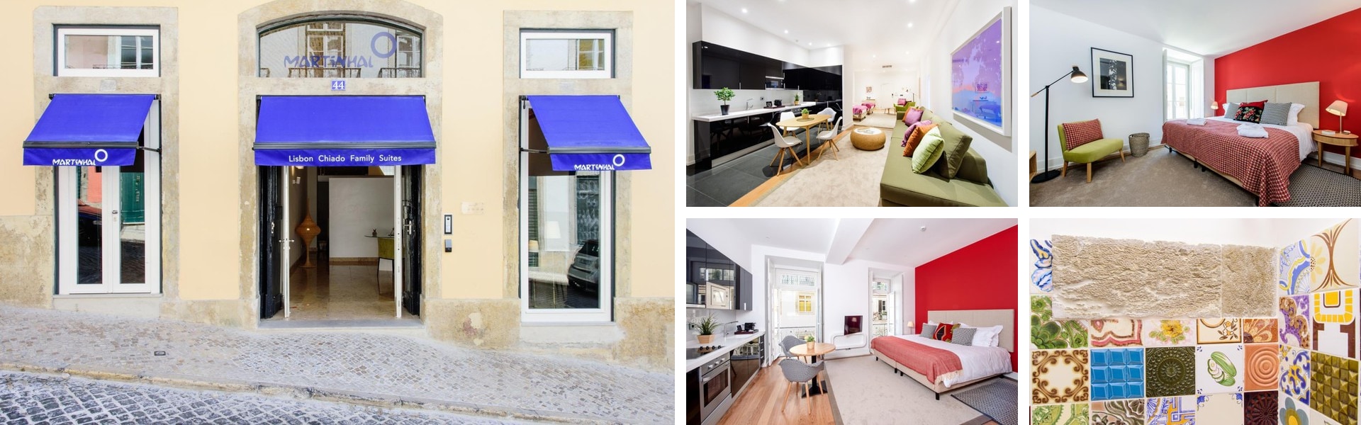Photos of Martinhal Lisbon Chiado Family Suites: blue-awning entrance, open-plan family suites and traditional tilework