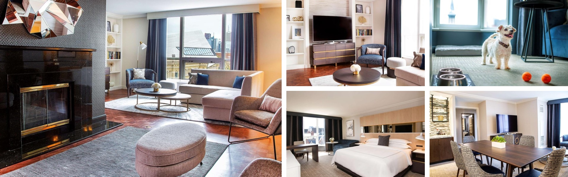 Photos of The Yorkville Royal Sonesta Toronto: fireplace living room, pet-friendly suite and skyline-view bedrooms