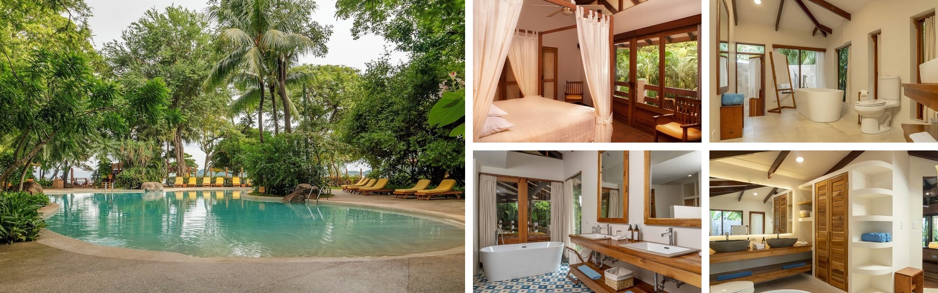 Photos of Capitan Suizo Beachfront Boutique Hotel, Tamarindo: garden pool, canopy bed room and open-air bathrooms