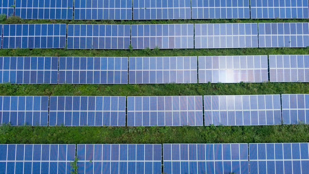 Aerial view of a solar farm